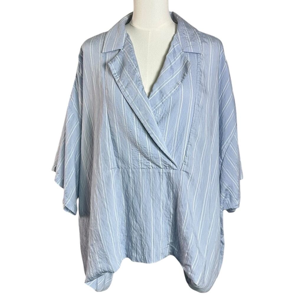 Anthropologie The Dylon Short Sleeve Wide Placket Top Striped Edition Size 1X - Picture 6 of 16